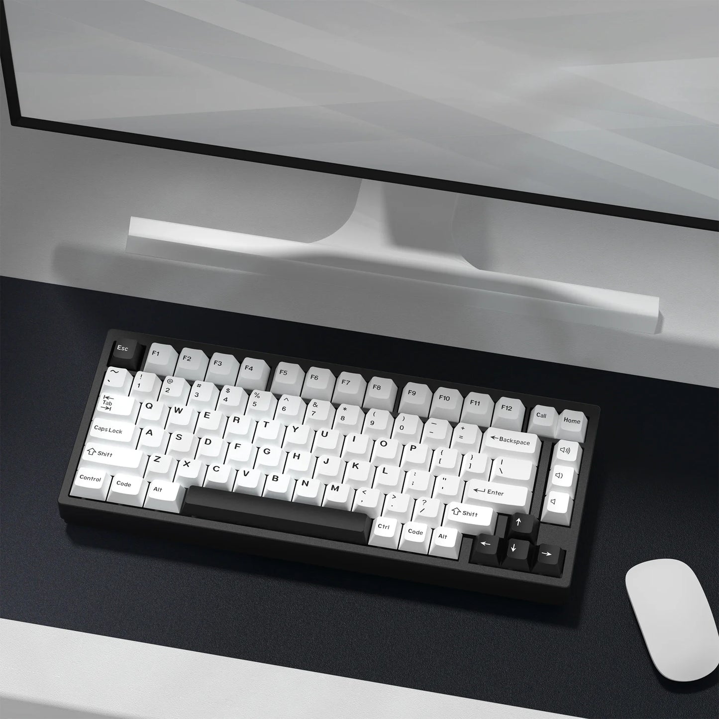 KBDiy GMK BOW Keycaps Cherry Profile Retro White And Black Double Shot PBT Keycap 7u for Mechanical Gaming Keyboard Key Caps Set