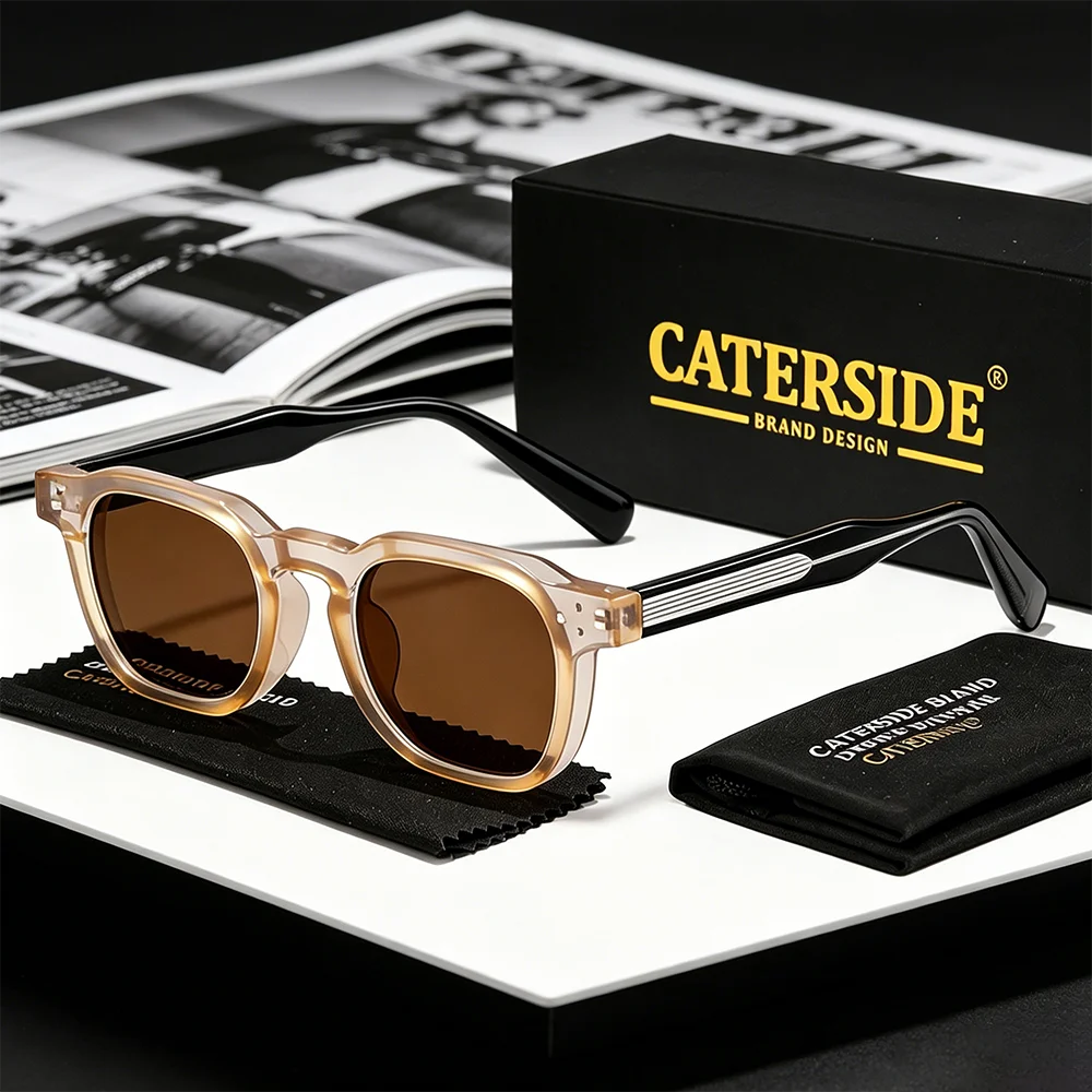 CATERSIDE New Vintage Men's Sunglasses High-Quality Square Sun Glasses Women's Outdoor Travel Beach Summer Fashion Glasses Uv400