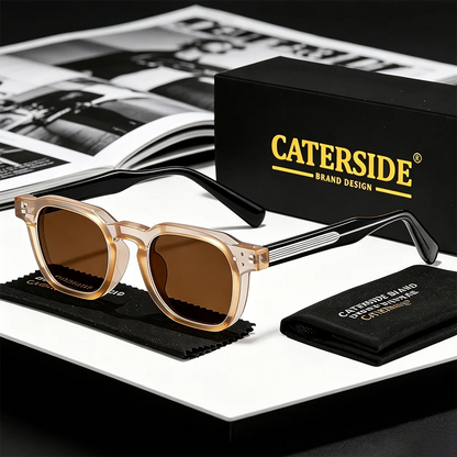 CATERSIDE New Vintage Men's Sunglasses High-Quality Square Sun Glasses Women's Outdoor Travel Beach Summer Fashion Glasses Uv400
