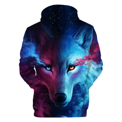 Cool Space Galaxy Wolf Hoodie Hoodies Men Bright Wolf Fashion Handsome Wolf Hoddies Spring Autumn Pullovers Sweatshirts Sweat