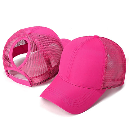 New Mesh Baseball Caps High Ponytail Snapback Cap Hollow Back UV Protection Sun Hat Casual Messy Hair Bun Ponytail Baseball Caps