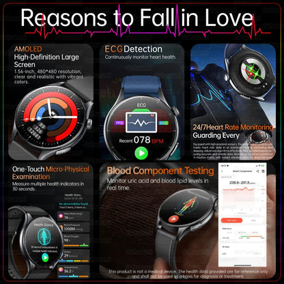 For XIAOMI 2025 New ECG+PPG Smartwatch Precise Uric Acid Blood Lipids Pressure Body Analysis Smart Watch Men BT Call NFC Watches