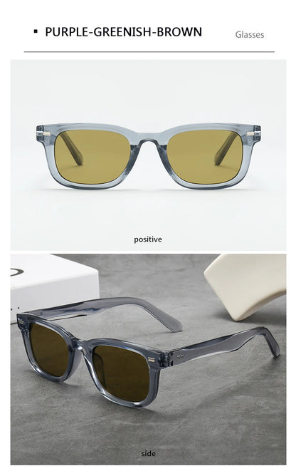 Men's Thick Framed Retro Brown Sunglasses Narrow Framed Hip-hop Style Rapper Eyewear Vacation Sunglasses UV400