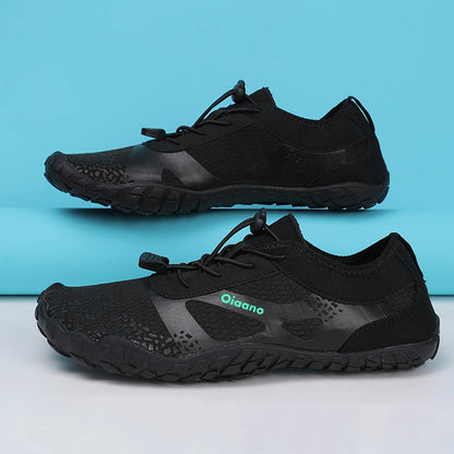 Oiaano platūs barefoot tipo juodi batai vyrams, moterims ir unisex – sportiniai vandens bateliai paplūdimiui, minkštu padu, lengvi ir kvėpuojantys