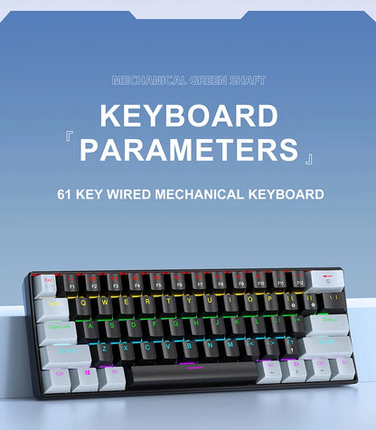 APAYADO K61 60% Mini bedraad mechanisch gamingtoetsenbord Phantom RGB, 61 toetsen, red/blue switch, ergonomisch, draagbaar voor pc/laptop