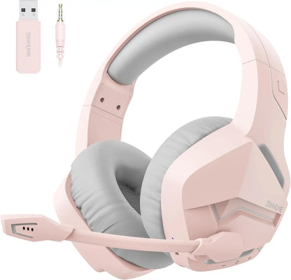 Casque de jeu sans fil double BINNUNE avec micro pour PC PS4 PS5, casque de jeu Bluetooth pour ordinateur portable, écouteurs de jeu