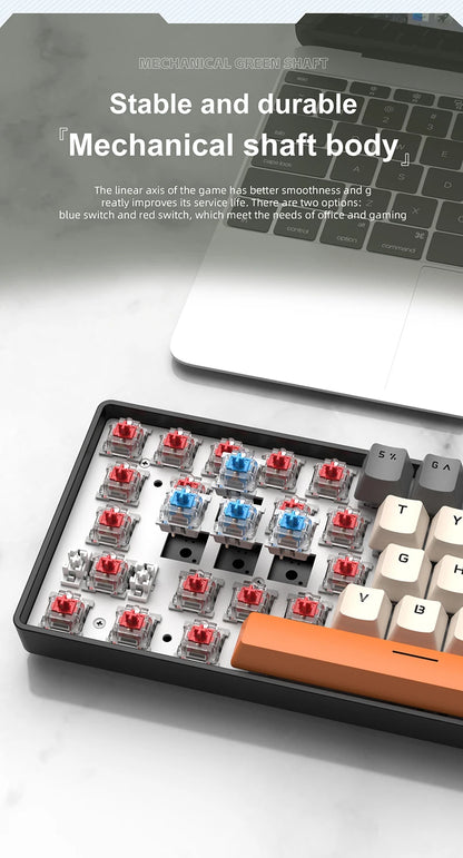 APAYADO K61 Mini 60% Gaming Keyboard 61-Key, Wired, Portable, RGB Lighting, Red/Blue Switch, Black/White/Red Colors