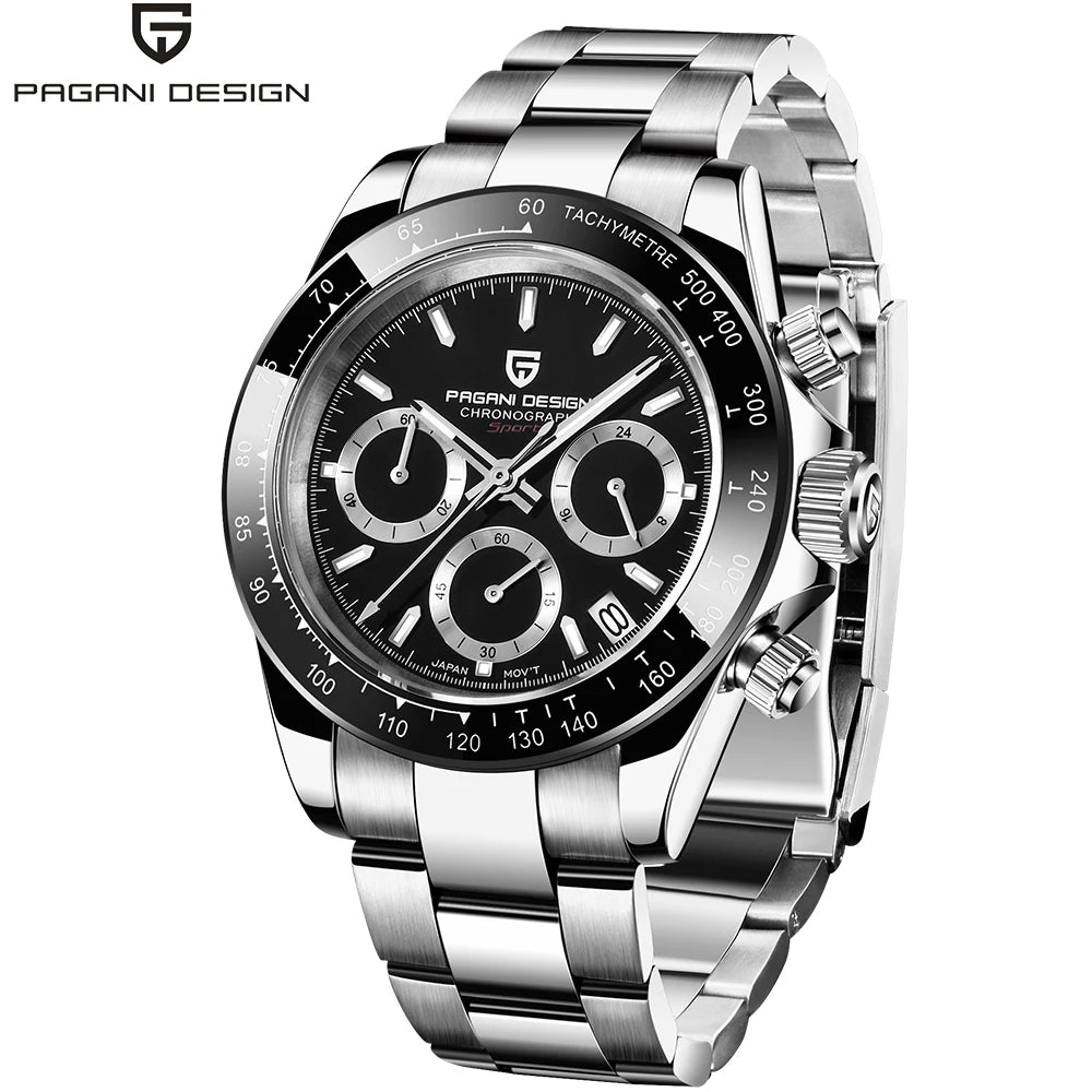 Chronographenuhr für Herren von PAGANI DESIGN – Luxuriöse Quarz-Armbanduhr, leuchtend und wasserdicht.