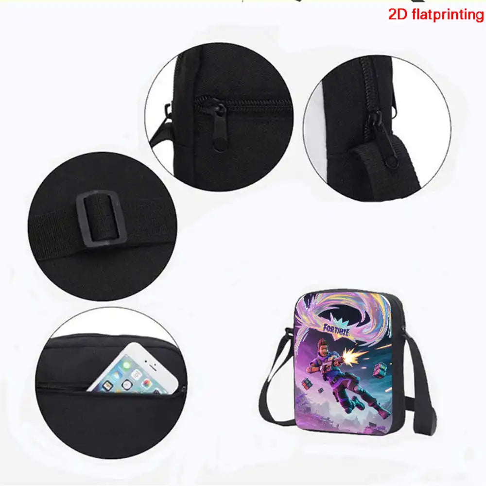 Fortnite 3Pcs Bag Set, Backpack with Front Pocket, Crossbody Bag and Pencil Case, Boys and Girls The Best Gift for Children
