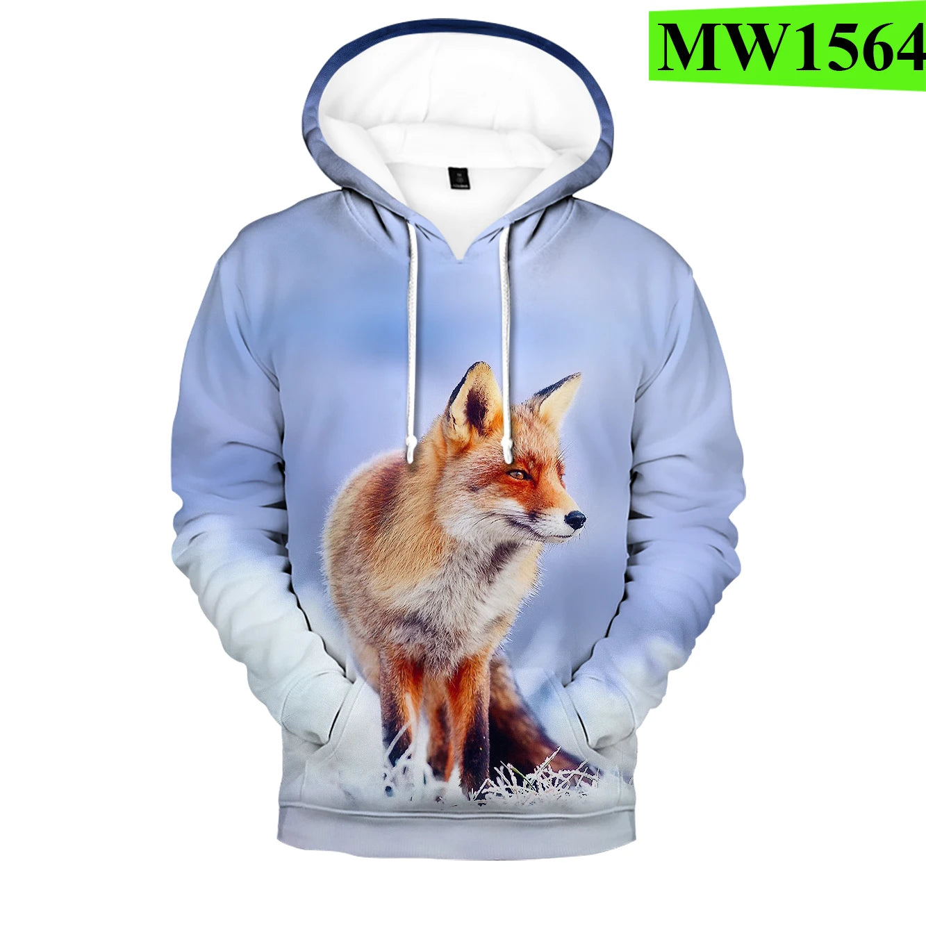 Populära hiphop-hoodies med ny 3D-rävprint, bekväma sweatshirts för män/kvinnor och vuxna/barn, avslappnade pullovers