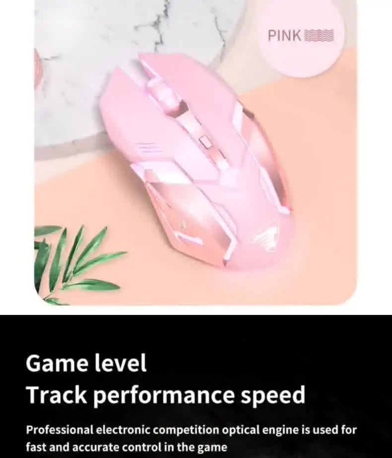 Carpbaba G3 Wired Gaming Mouse Silent Click Pink Mechanical Gaming Mouse for PC, Laptop, MacBook, Office & Esports