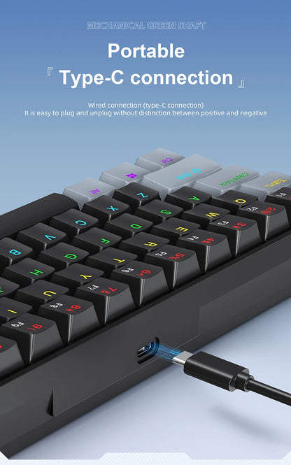 APAYADO K61 Mini 60% Gaming Keyboard 61-Key, Wired, Portable, RGB Lighting, Red/Blue Switch, Black/White/Red Colors