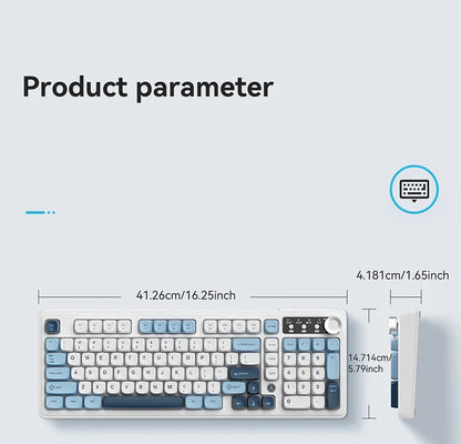AJAZZ AF98 kabelgebundene/kabellose Tastatur mit mechanischem Tippgefühl, für das Büro, lange Akkulaufzeit, drei Modi, RGB-Mischbeleuchtung, ABS-Tastenkappen, ergonomisch