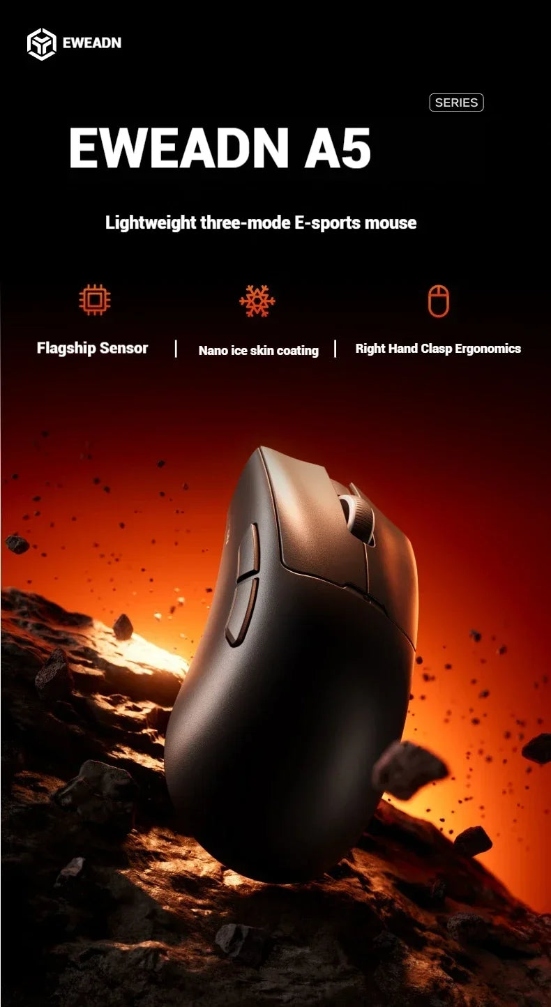EWEADN A5 Pro Ultra wireless Lightweight Mouse Three-mode Paw3395/3311 22K/26KDPI  Low Latency Gaming Mouse