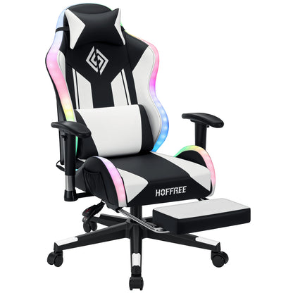 250Lbs Load LED Gaming Chair for Children 8-15Years, Adjustable Gamer Chair with LED Lighting, Footrest & Lumbar Support