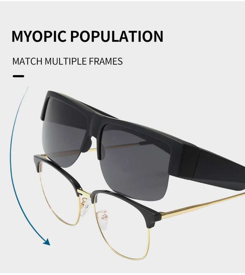 Men For Polarized Sunglasses Myopia Wear Over Prescription Glasses Photochromic Black Lens Half Frame Glasses Vintage Eyewear