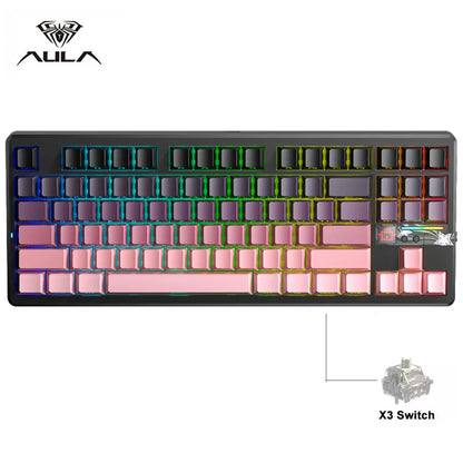AULA F87 Pro V2 E-Sports Mechanical Keyboard 2.4g/Usb/Bluetooth Hot-Swap RGB Long Battery Life Custom Gasket 5 Layer PC Gaming