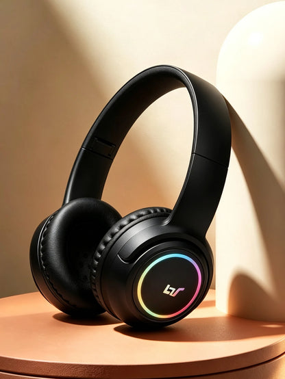 Casque Bluetooth circumaural, casque sans fil avec réduction de bruit ENC, son stéréo Hi-Fi, longue autonomie pour le jeu et l'utilisation quotidienne.