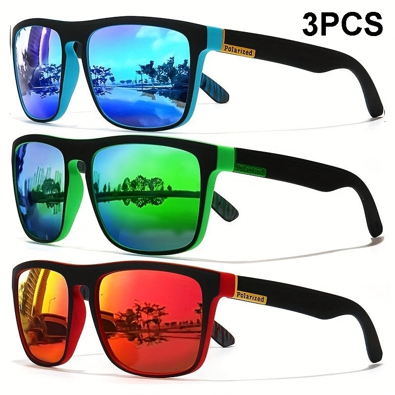 Black Polarized Square Sunglasses Men Women Fashion Classic Driving Shades for Outdoor Sports Cycling Travel Fishing Eyewears