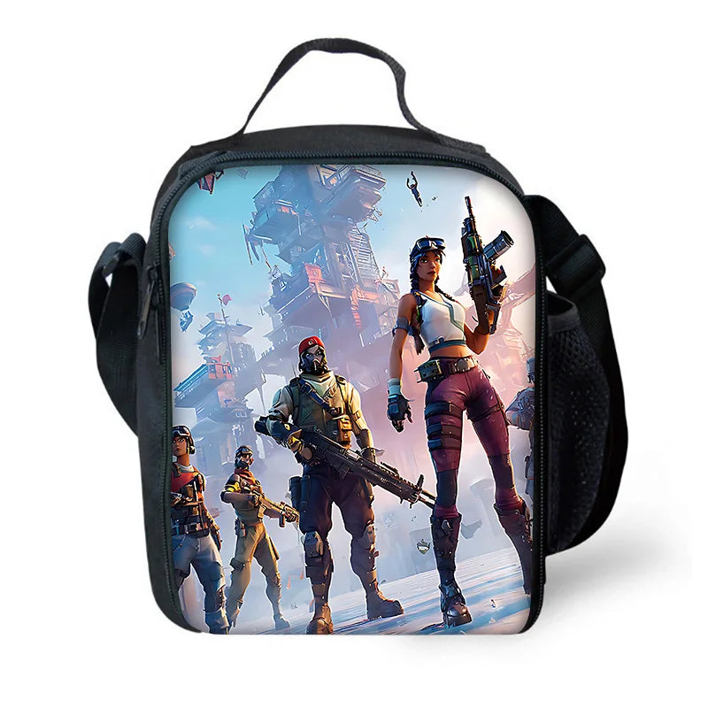 Trendiger Gaming-Schulrucksack für Kinder mit Lunchbags, Design-F-FortniteS Federmäppchen, Schultaschen für Jungen und Mädchen, ideales Geschenk