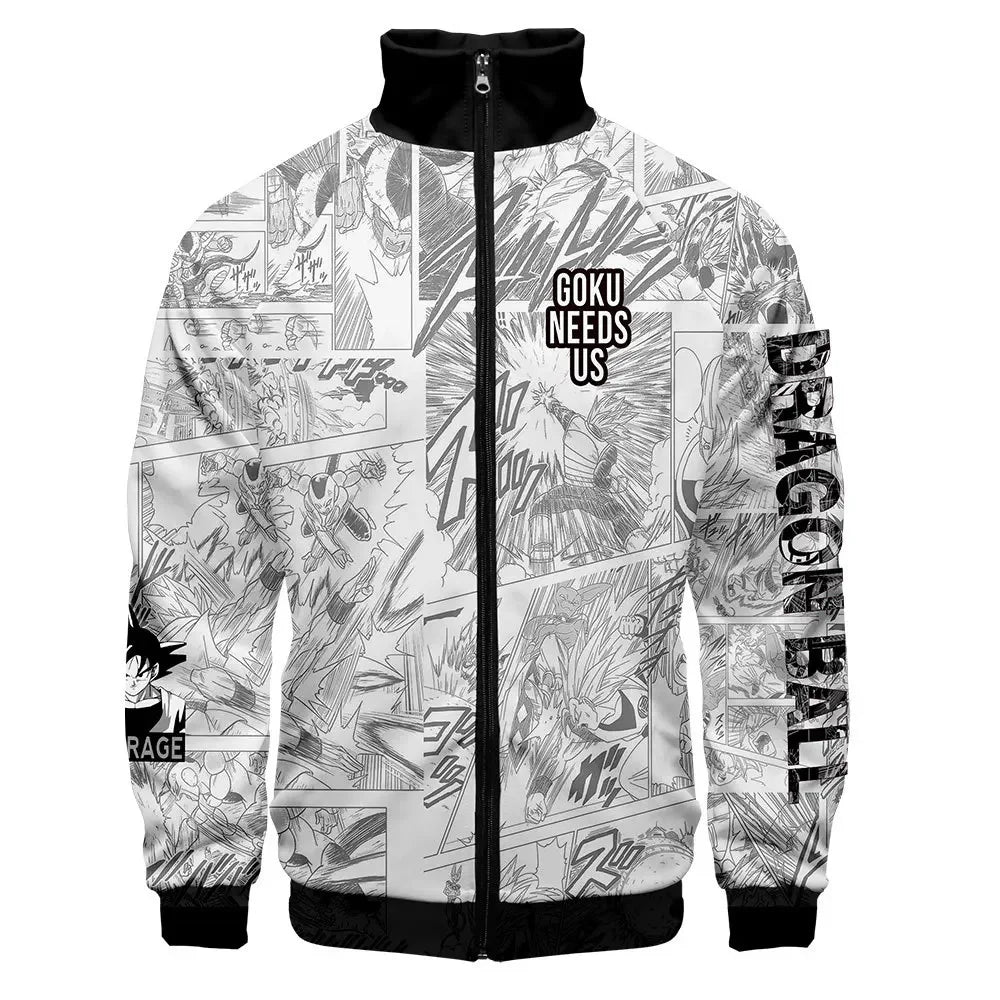 Anime Goku Dragon Ball Jacket Men Women Harajuku Hip Hop Japanese Zip Up Hoodies Goku Clothes Stand Collar Sweatshirt