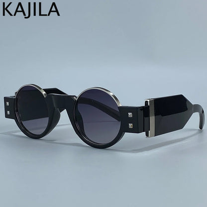 Y2K Punk Gothic Round Sunglasses Men 2026 Luxury Brand Steampunk Wide Temple Thick Frame Sun Glasses For Male Retro Cool Shades