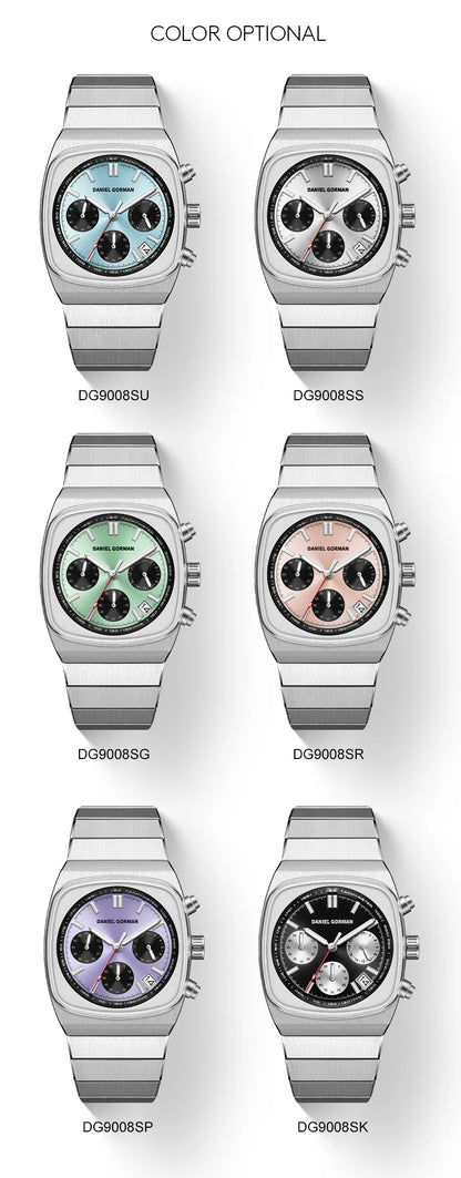 DG9008 Men Watch Original Fashion Brand Quartz Waterproof Luminous Watch For Man Three Small Dial Sport Moon Phase Watch