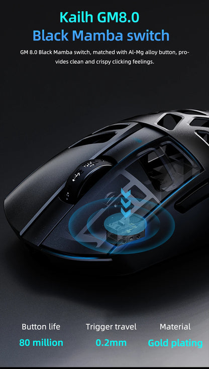 Ratón gaming inalámbrico DAREU Al-mg trimodo 8Khz PBT con carga rápida, PAW3950, 30000 DPI, ligero, para PC gamer