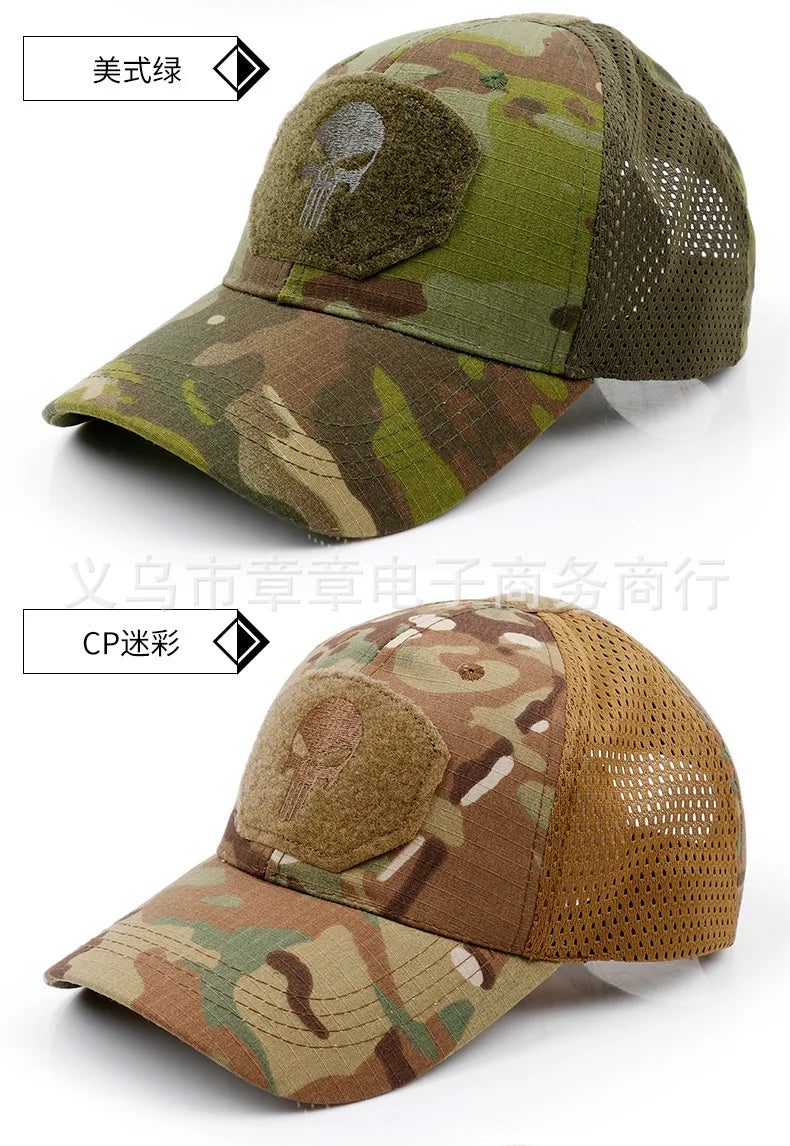 New Camo Baseball Cap for Men, Tactical Military Style with Velcro Patch, Outdoor Hiking Sun Hat & Peak Cap