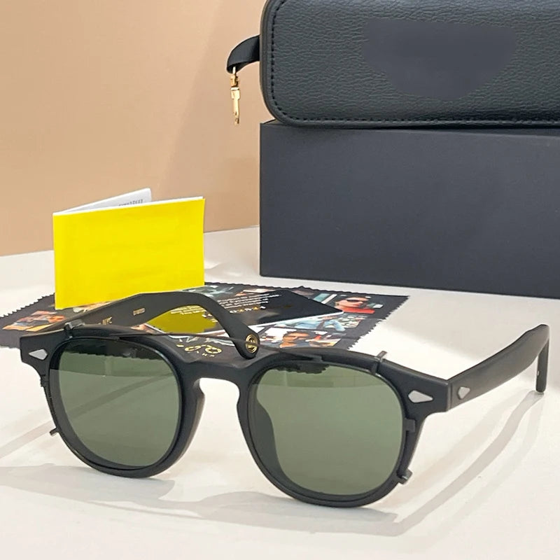 Acetate Round Classical Sunglasses for Men and Women High Quality Brand Designer UV400 Outdoor Luxury Retro Eyeglasses