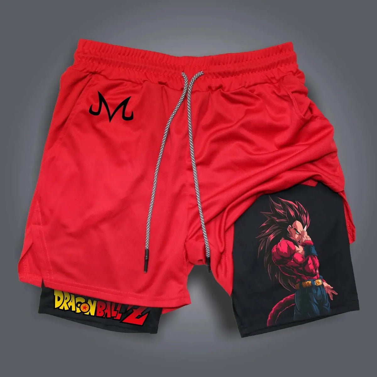 Dragon Ball Z Unisex Casual Anime Streetwear 2-in-1 Shorts Summer Gymnastics Gym Quick Drying Shorts with Drawstring Pocket