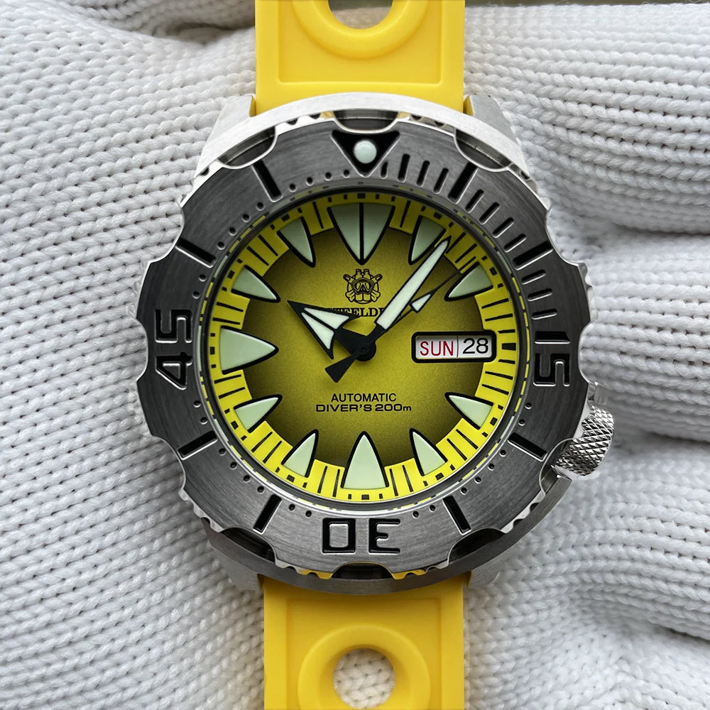 STEELDIVE SD1984 Monster Steel Strap Mechanical Watch NH36 Movt Sapphire Crystal 200M Waterproof Swiss Super Luminous Wristwatch