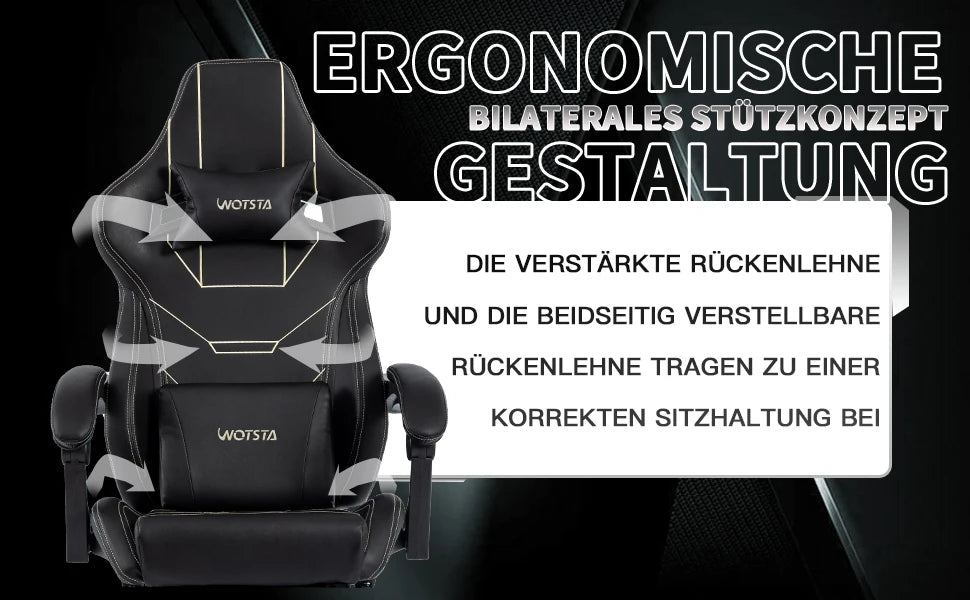 WOTSTA Gaming Chair Ergonomic Gaming Chair Office Chair with Footrest Racing Computer Chair Height Adjustable Padded Computer Chair