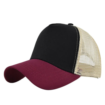 New 5 Pane Mesh Baseball Cap Adult Hip Hop Curved Snapback Hats Summer Sunshade Sun Hat Simple Trucker Cap Advertising