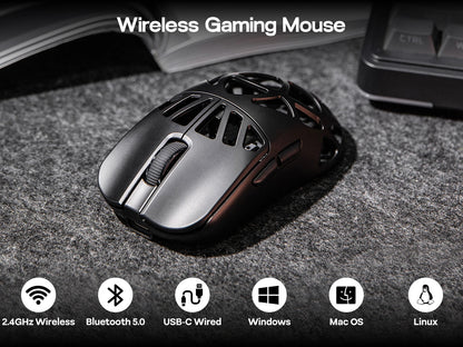 EPOMAKER Carbon X Wired/2.4G/BT Wireless Gaming Mouse 400 to 30,000 DPI Adjustable with PAW3950 Sensor for PC/Mac/Linux