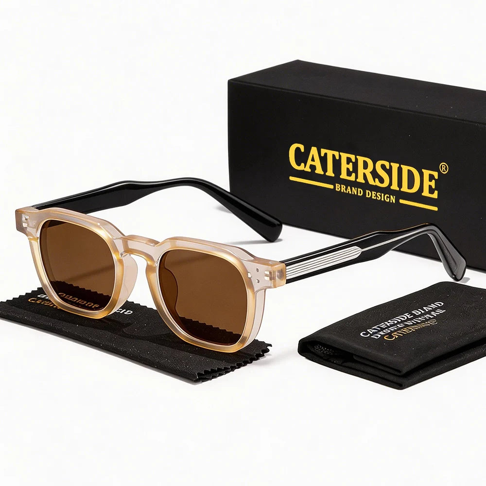 CATERSIDE New Vintage Men's Sunglasses High-Quality Square Sun Glasses Women's Outdoor Travel Beach Summer Fashion Glasses Uv400
