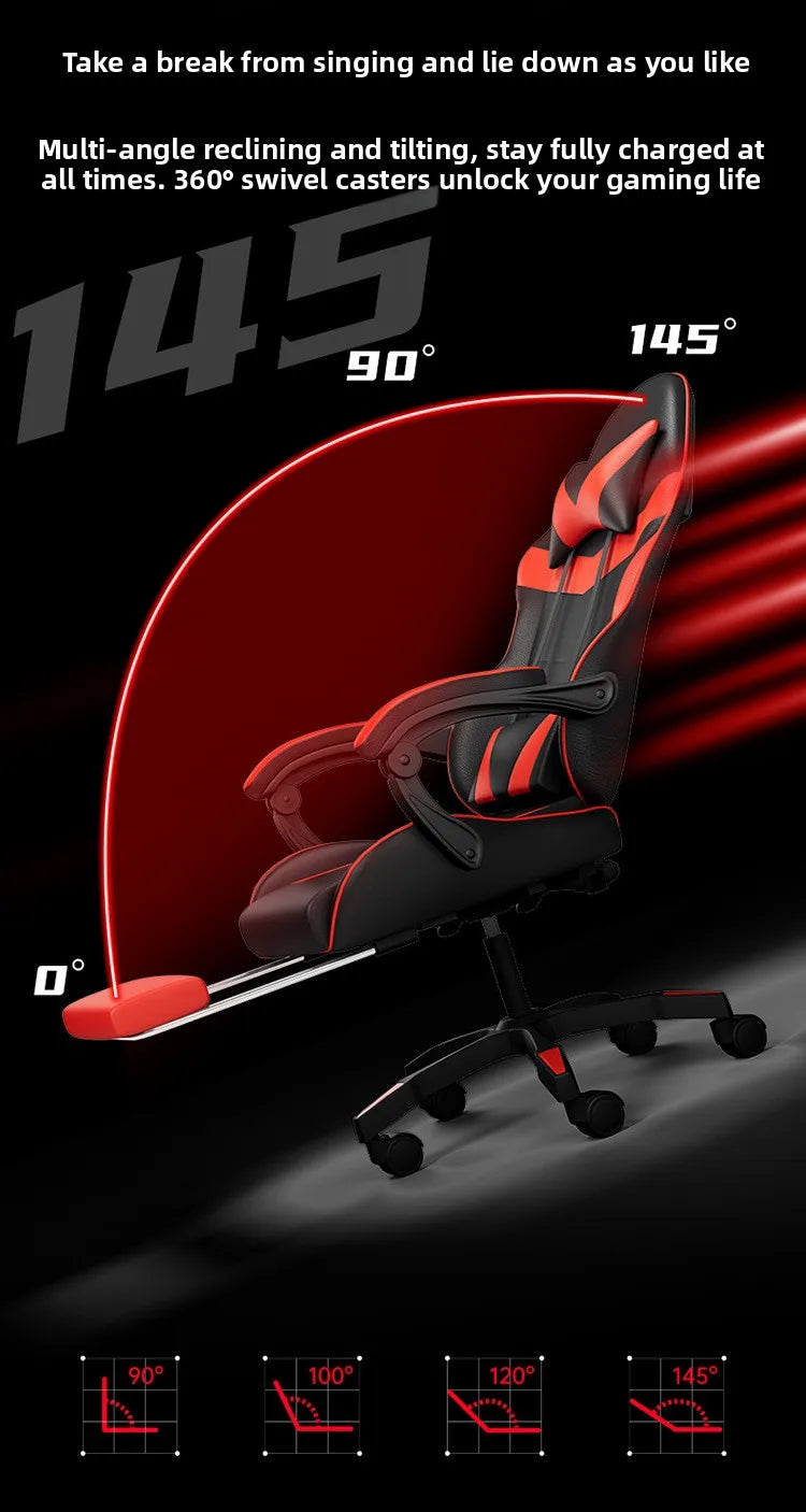 Ergonomska gaming stolica za računalni stol, nagibna gaming stolica za kućni ured s potporom za leđa za duge sesije igranja