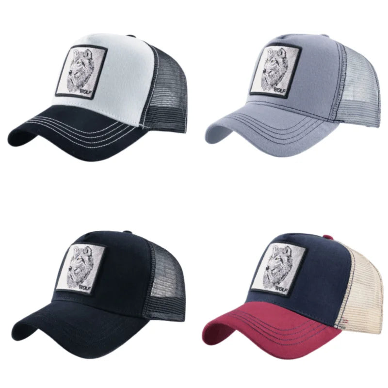 Wolf-Patch-Stickerei-Mesh-Baseballcap, verstellbare Fashion-Hip-Hop-Trucker-Cap für Herren und Damen, Outdoor, atmungsaktiv, mit Schirm, Snapback-Hut, Geschenk