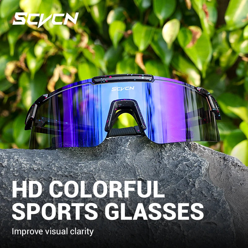SCVCN UV400 Cycling Glasses Men Women MTB Road Bike Sunglasses Outdoor Hiking Drive Running Sunglasses Fashion Sports Glasses