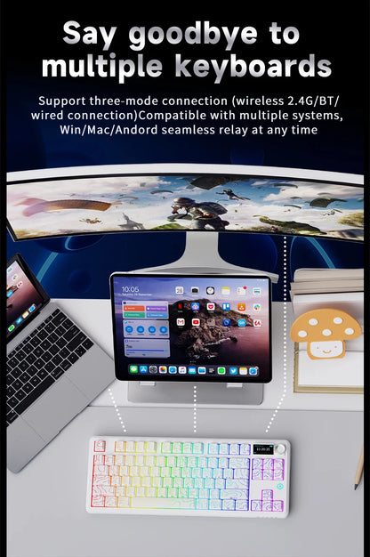 Ajazz AK870 V2 Gaming Mechanical Keyboard Is A Hot-Swaddable RGB Wired Gaming Keyboard Suitable For Various Scenarios On Laptops