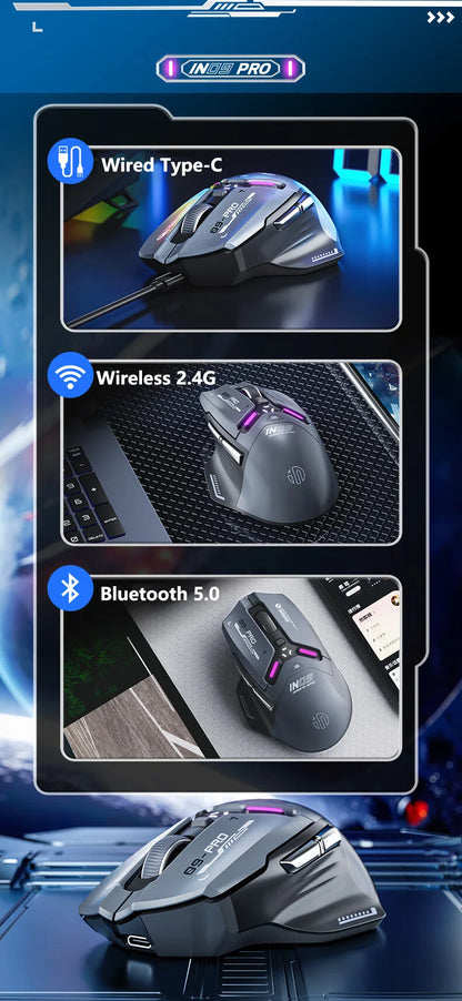 Inphic IN9PRO Wireless Gaming Mouse 26000 DPI Tri-Mode RGB Gaming Mouse, PAW3395 Sensor, Bluetooth 5.0, 2.4G & Wired, 8K Polling Rate Compatible