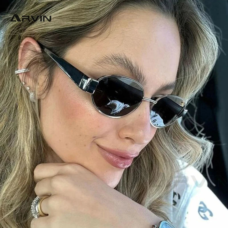 Sexy Small Oval Women's Sunglasses Trendy Luxury Design Metal Frame Shades UV400 Eyewear for Female Classic Vintage Sun Glasses