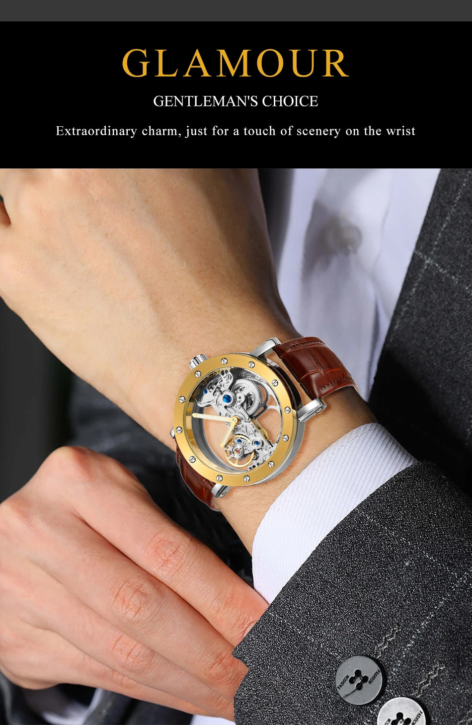 2026 Top Brand Luxury Steel Skeleton Tourbillon Automatic Watch Men Leather Mechanical Waterproof Luminous Elegant Wrist Clock