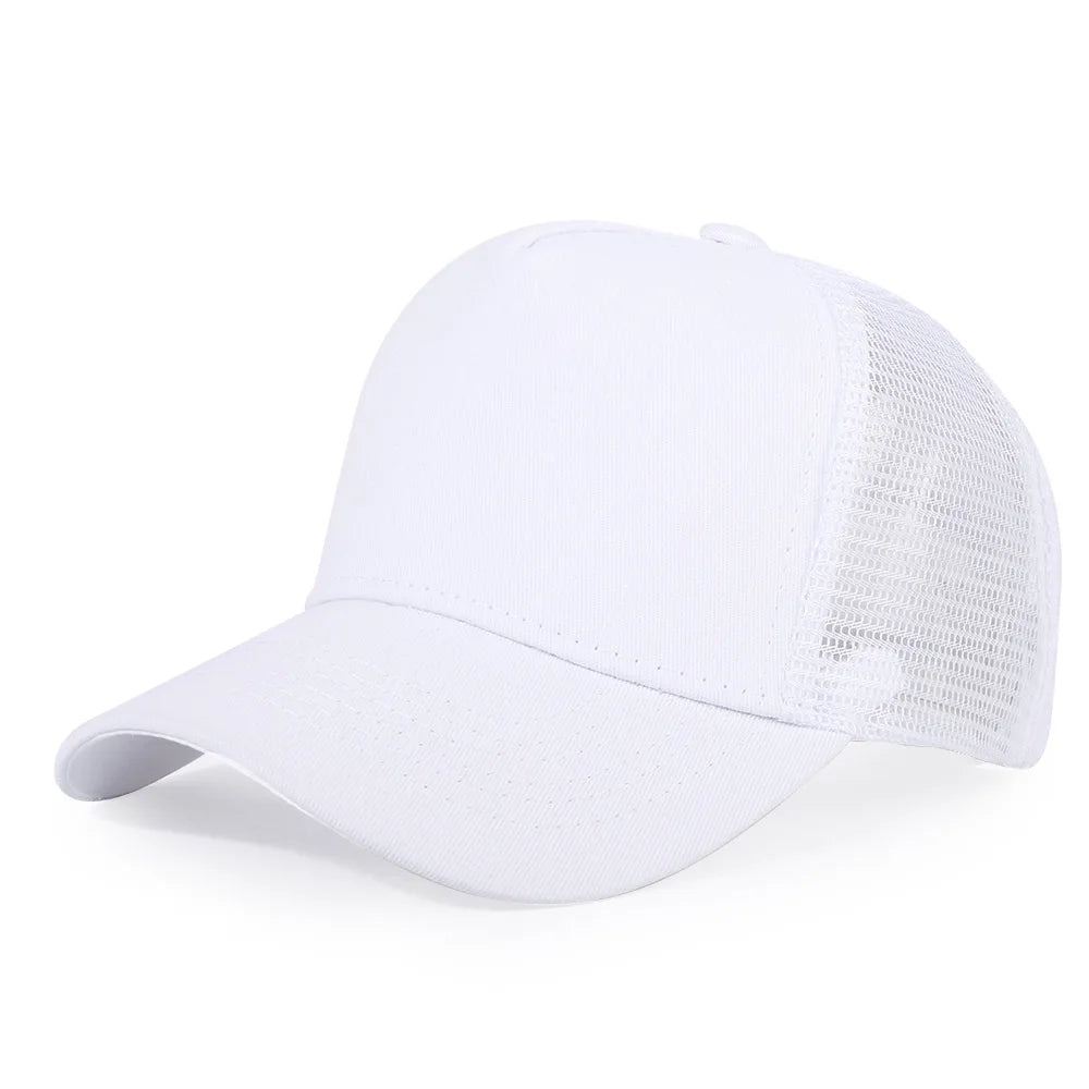 New 5 Pane Mesh Baseball Cap Adult Hip Hop Curved Snapback Hats Summer Sunshade Sun Hat Simple Trucker Cap Advertising