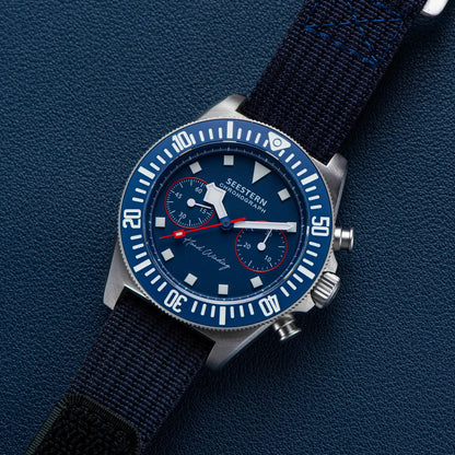 SEESTERN Chronograph Man's Watch Mechanical Tianjin ST1901 Movement Sapphire Wristwatches Nylon Sticker Strap Luminous Skeleton