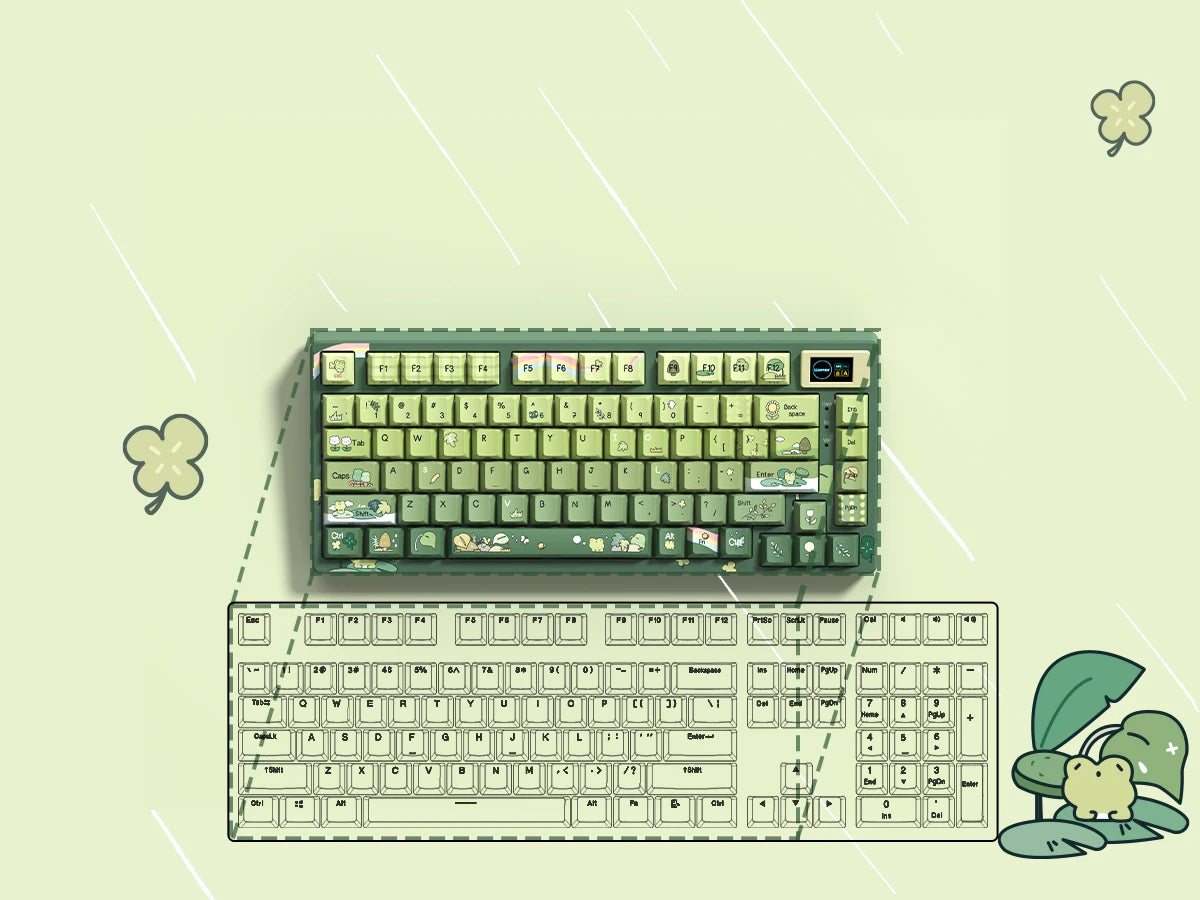 Womier SK80 Green Keyboard Gasket Mounted RGB Hot Swap with Color OLED Display 75% Mechanical Gaming Keyboard for PC