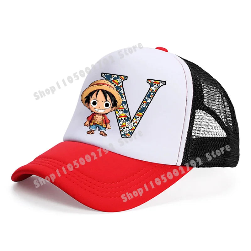 One Pieces Baseball Cap Cute Cartoon Anime Luffy Letters Casual Hats Men Adult Adjustable Sun Caps Boy Headgear Kids Hat Gift