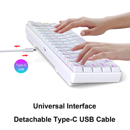 Mechanische Gaming-Tastatur mit 68 Tasten, Russisch/Englisch, zweisprachig, mit RGB-Hintergrundbeleuchtung fürs Gaming