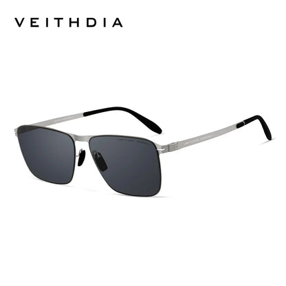 VEITHDIA Brand Men's Sunglasses Square Stainless Steel High-Definition Nylon Lenses Polarized Glasses With UV400 Protection 8210