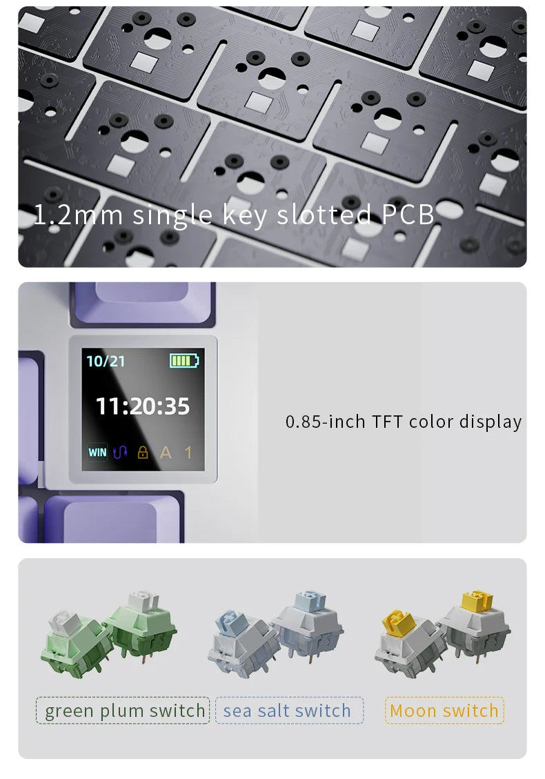 Ajazz AK820 /AK820PRO Gaming Mechanical Keyboard 82 Keys Wired Bluetooth 2.4GHz Wireless Gamer Keyboard Custom Gasket for Laptop